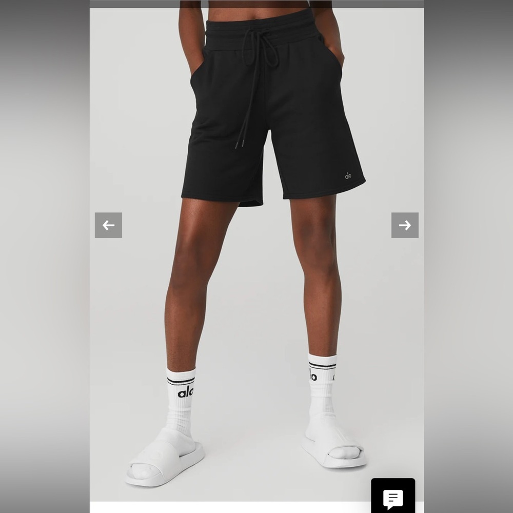 ALO Yoga High-Waist Easy Sweat Short Medium Black NWT